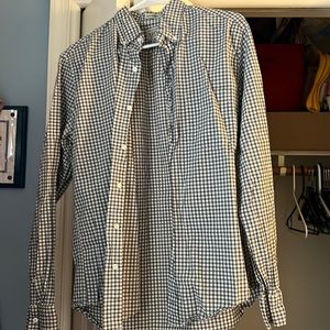 J Crew checkered black and white shirt.